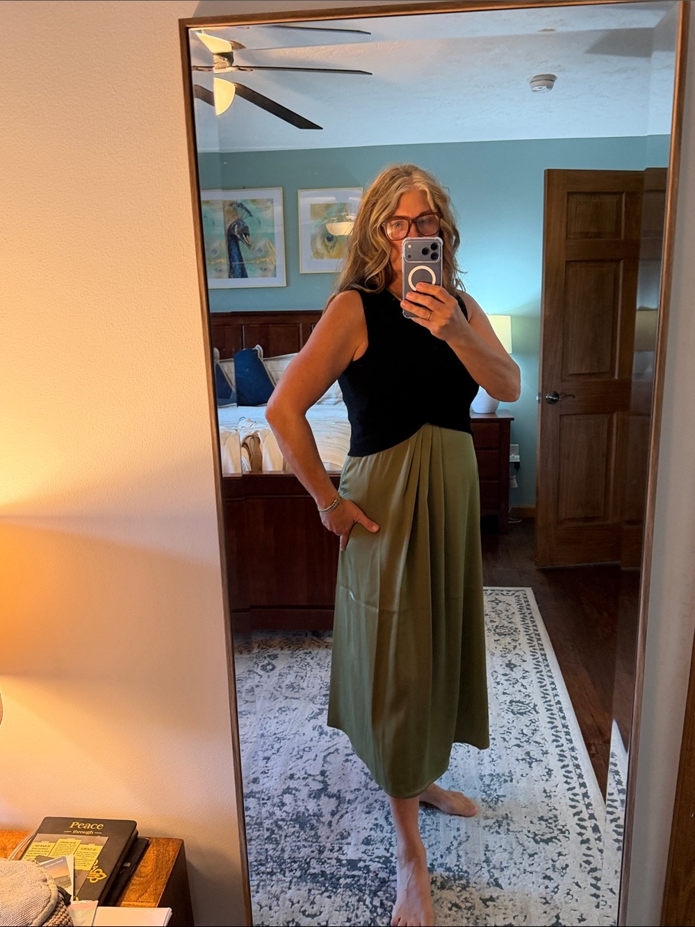 Rachel Zoe Olive Midi Skirt with Front Drape - Picture 2 of 3
